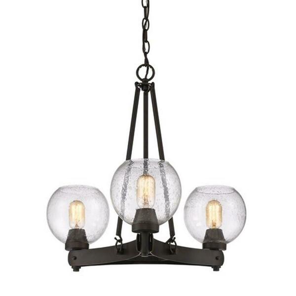 Golden Lighting Galveston 3 Light Chandelier in Rubbed Bronze with Seeded Glass 4855-3 RBZ-SD